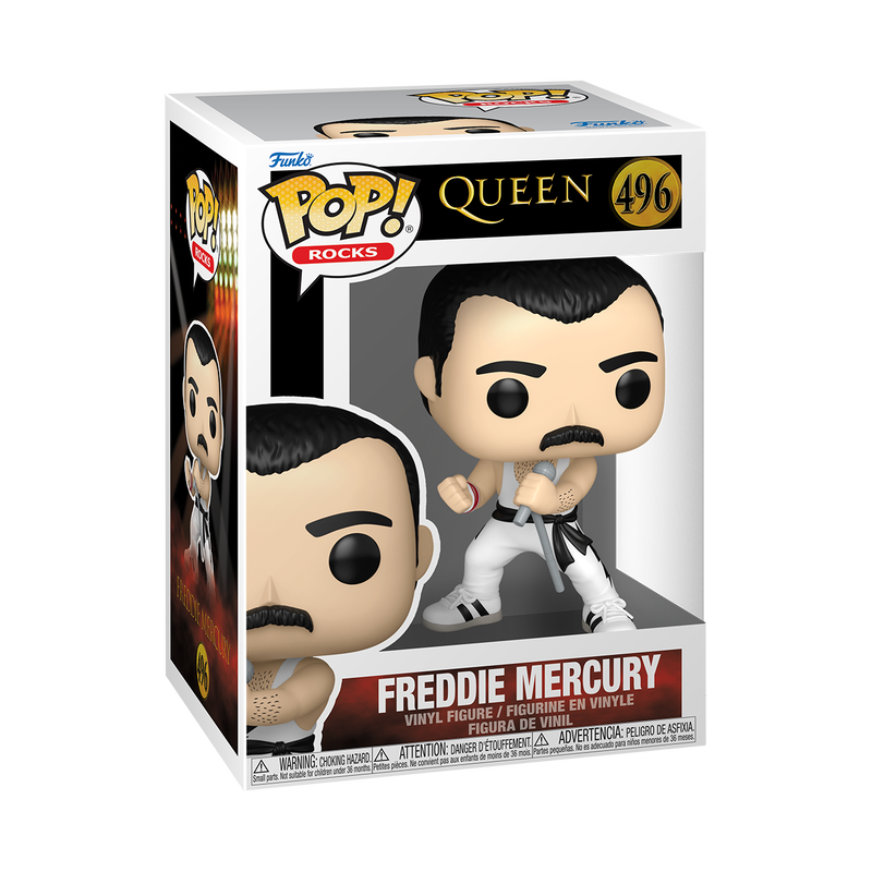 MUSIC: QUEEN S8 - POP FUNKO VINYL FIGURE 496 FREDDIE MERCURY (WITH SINGLET) 9CM