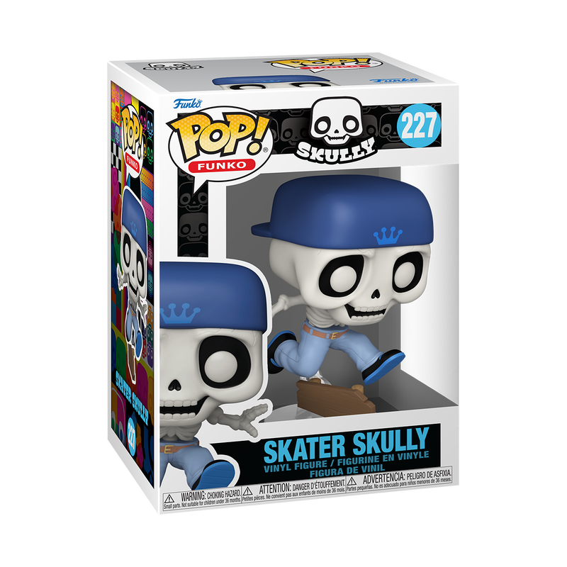 SKELETON SUMMER - POP FUNKO VINYL FIGURE 227 SKATER SKULLY 9CM