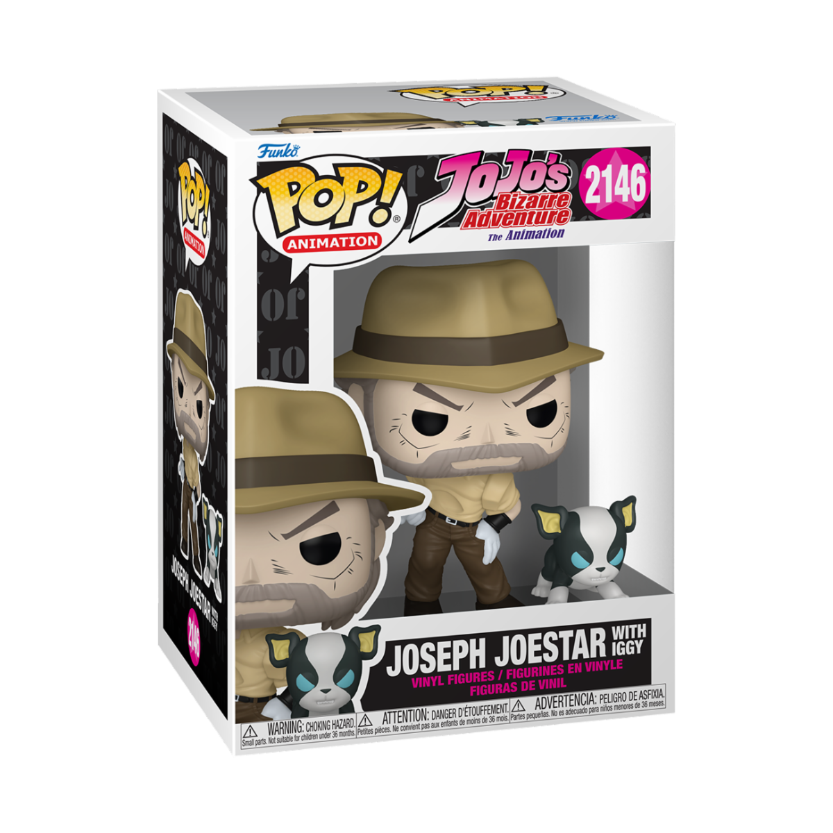 JOJO'S BIZARRE ADVENTURE - POP FUNKO VINYL FIGURE 2146 JOSEPH JOESTAR WITH IGGY 9CM