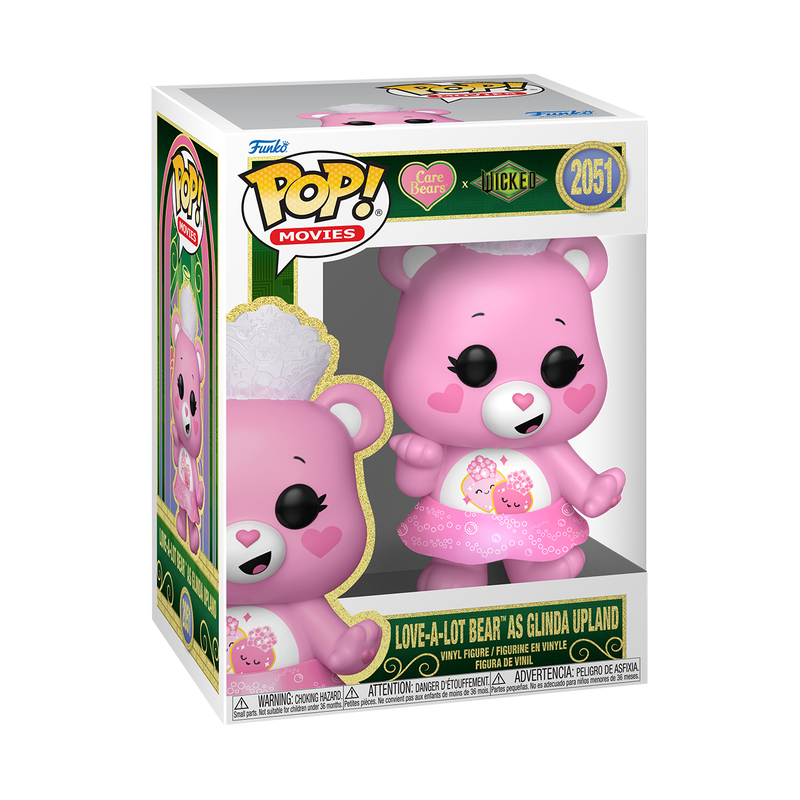 WICKED X CARE BEARS - POP FUNKO VINYL FIGURE 2051 LOVE-A-LOT BEAR AS GLINDA UPLAND 9CM