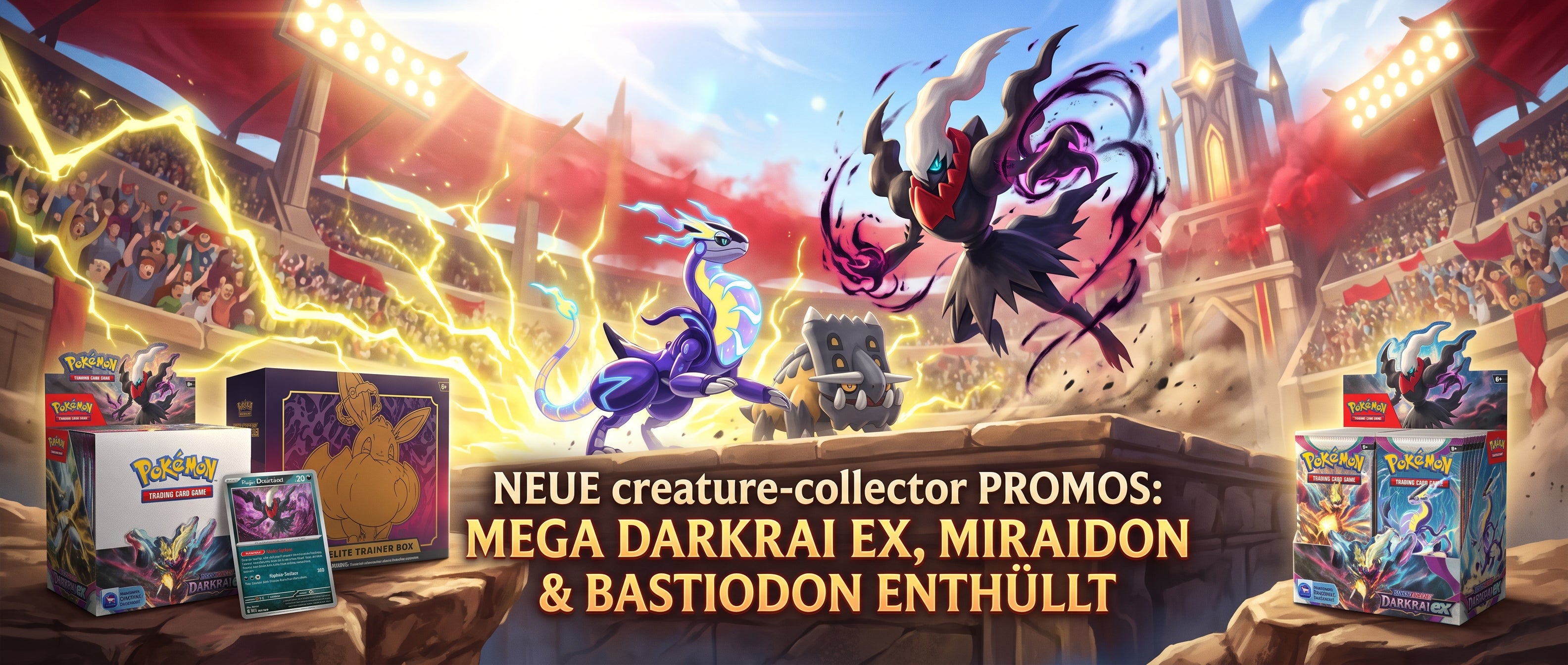 Neue Pokémon Promos: Mega Darkrai ex, Miraidon & Bastiodon enthüllt