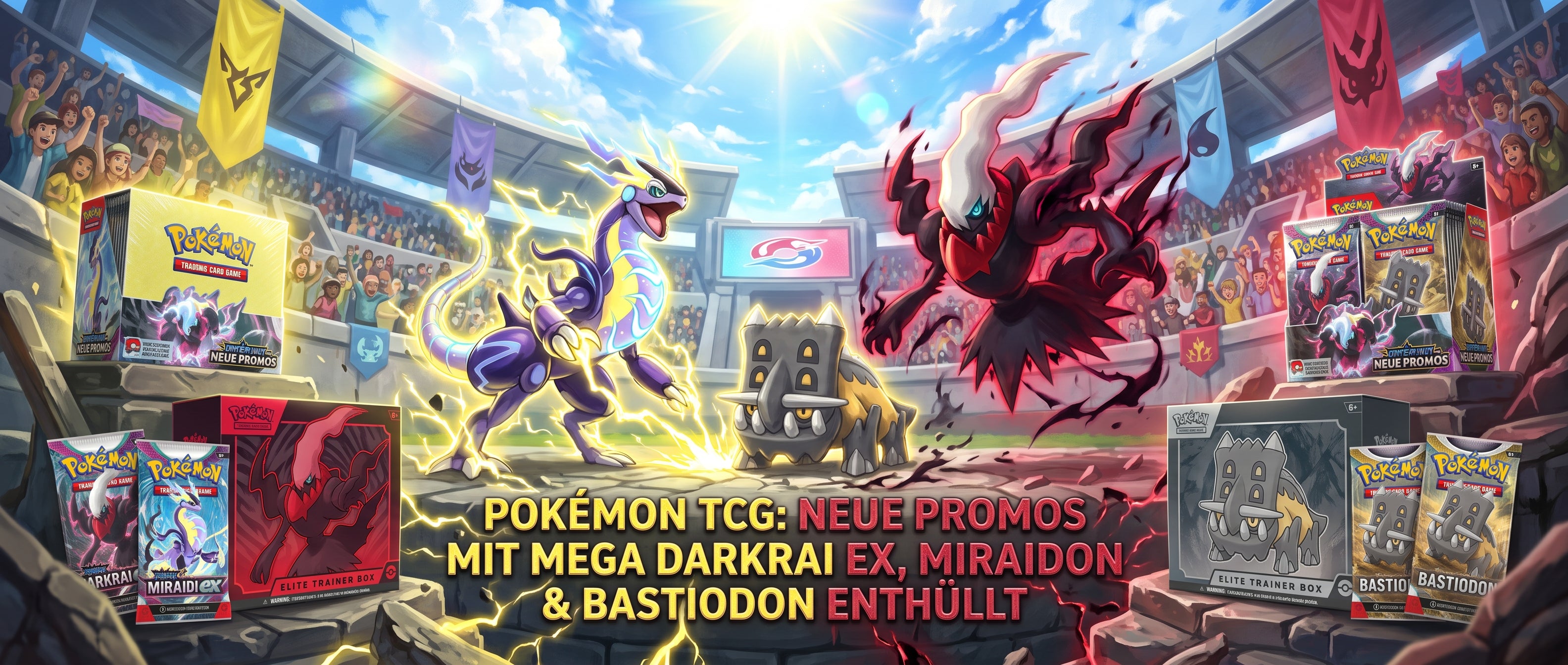 Pokémon TCG: Neue Promos mit Mega Darkrai ex, Miraidon & Bastiodon enthüllt