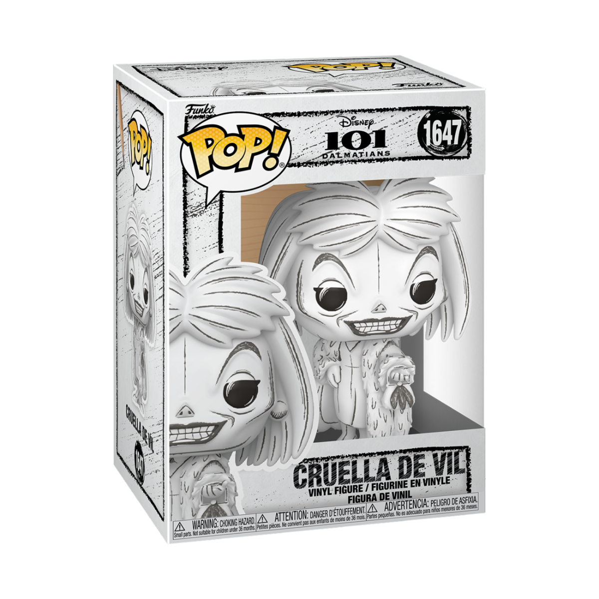 DISNEY - POP FUNKO VINYL FIGURE 1647 CRUELLA DE VIL (SKETCHED) 9CM
