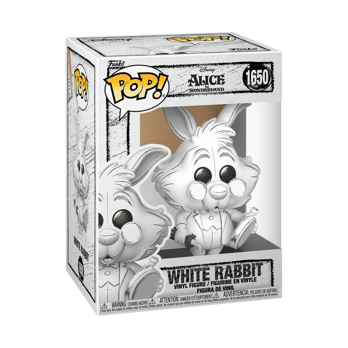 DISNEY - POP FUNKO VINYL FIGURE 1650 WHITE RABBIT (SKETCHED) 9CM
