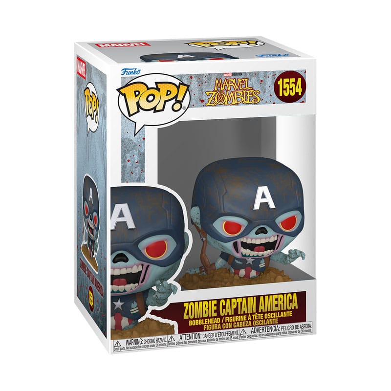 MARVEL: ZOMBIES - POP FUNKO VINYL FIGURE 1554 ZOMBIE CAPTAIN AMERICA 9CM