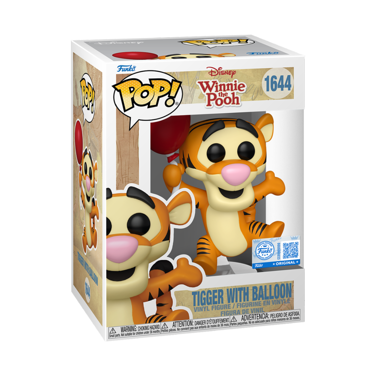 DISNEY: WINNIE THE POOH - POP FUNKO VINYL FIGURE 1644 TIGGER W/BALLOON 9CM