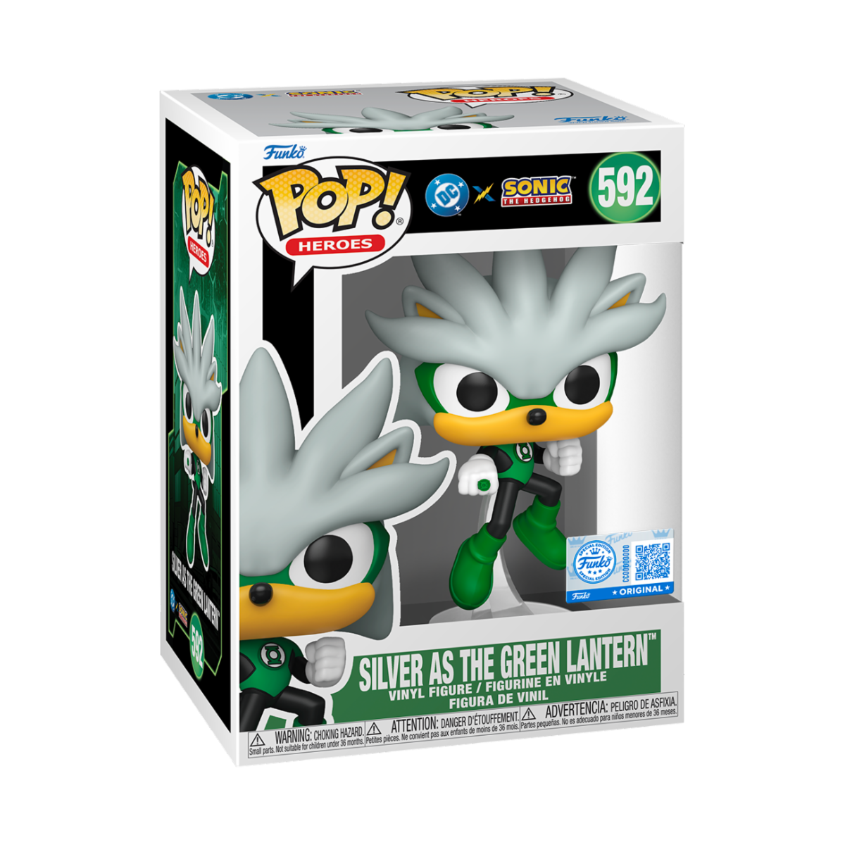 JUSTICE LEAGUE & SONIC THE HEDGEHOG - POP FUNKO VINYL FIGURE 592 SILVER AS GREEN LANTER 9CM