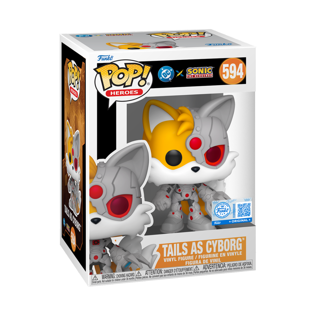 JUSTICE LEAGUE & SONIC THE HEDGEHOG - POP FUNKO VINYL FIGURE 594 TAILS AS CYBORG 9CM