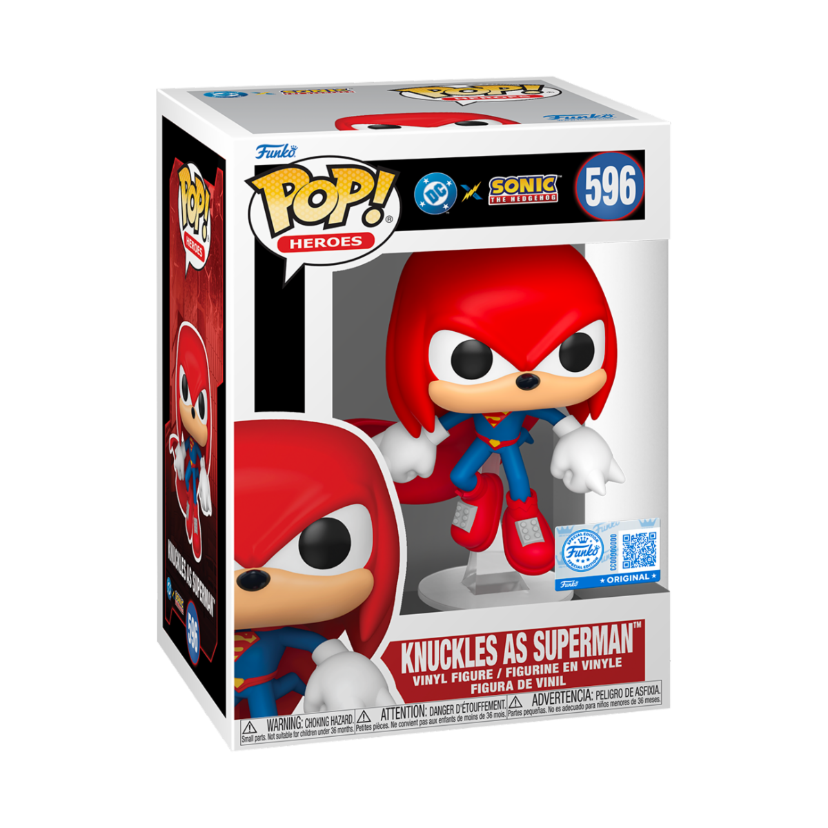 JUSTICE LEAGUE & SONIC THE HEDGEHOG - POP FUNKO VINYL FIGURE 596 KNUCKLES AS SUPERMAN 9CM