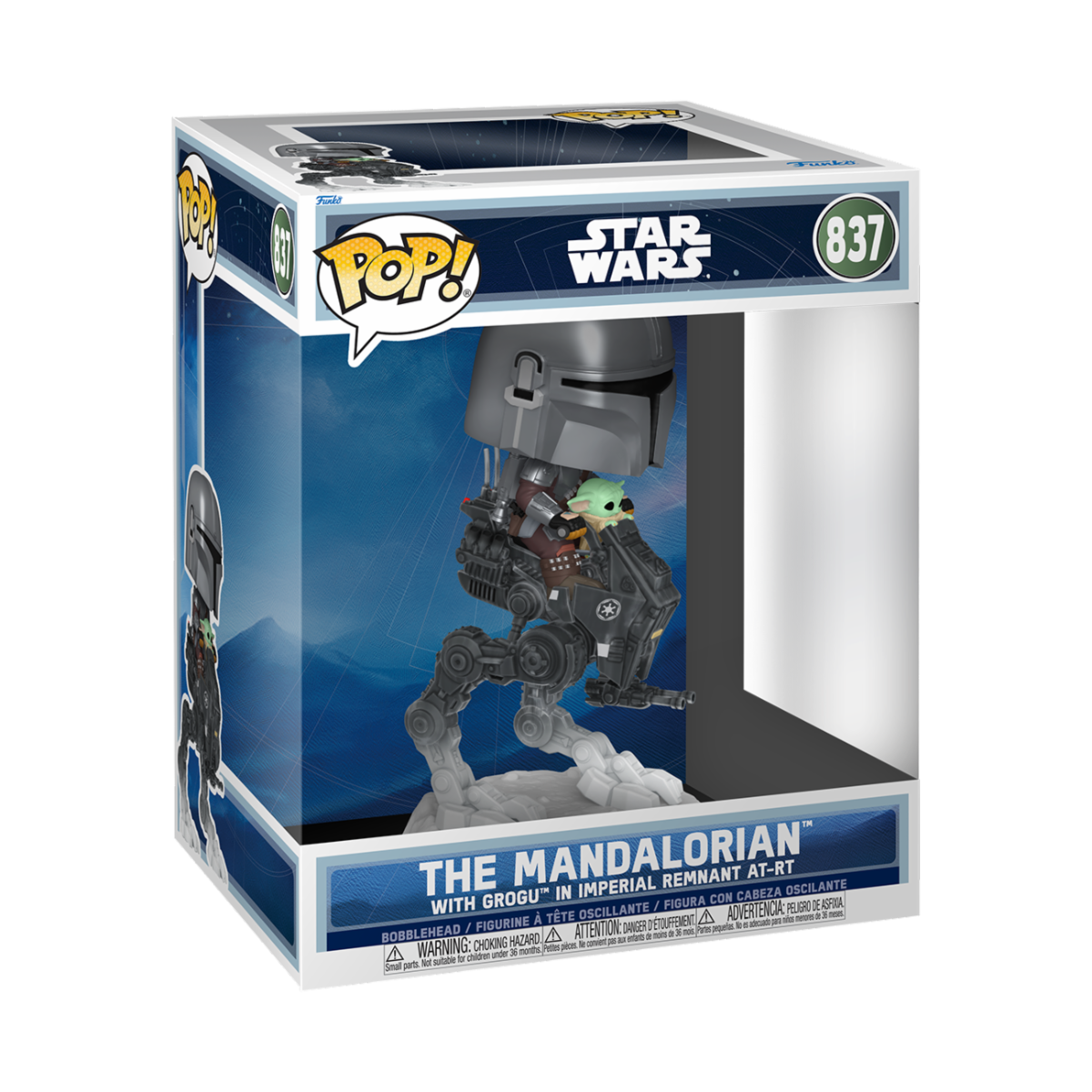 STAR WARS: MANDALORIAN & GROGU (2026) - POP FUNKO RIDE DELUXE VINYL FIGURE 837 THE MANDALORIAN W/GROGU IN IMPERIAL REMNANT AT-RT 15CM