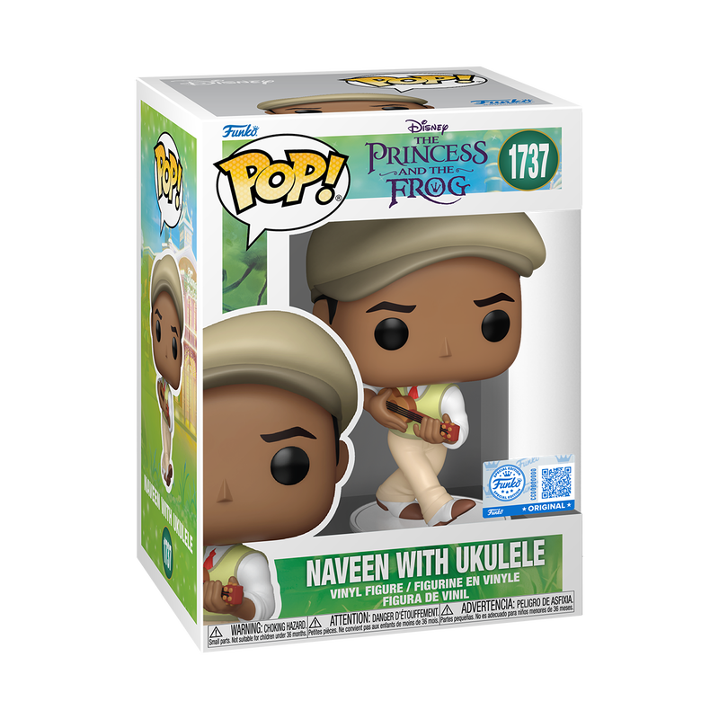 DISNEY: THE PRINCESS AND THE FROG - POP FUNKO VINYL FIGURE 1737 NAVEEN WITH UKULELE 9CM
