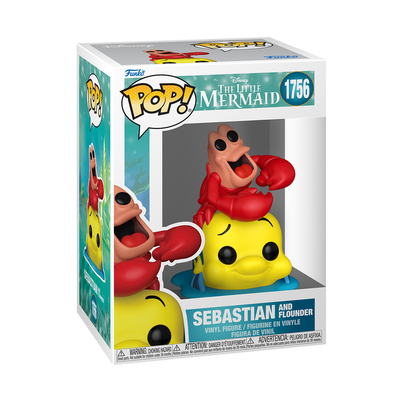 LITTLE MERMAID S3 - POP FUNKO VINYL FIGURE 1756 SEBASTIAN AND FLOUNDER 9CM