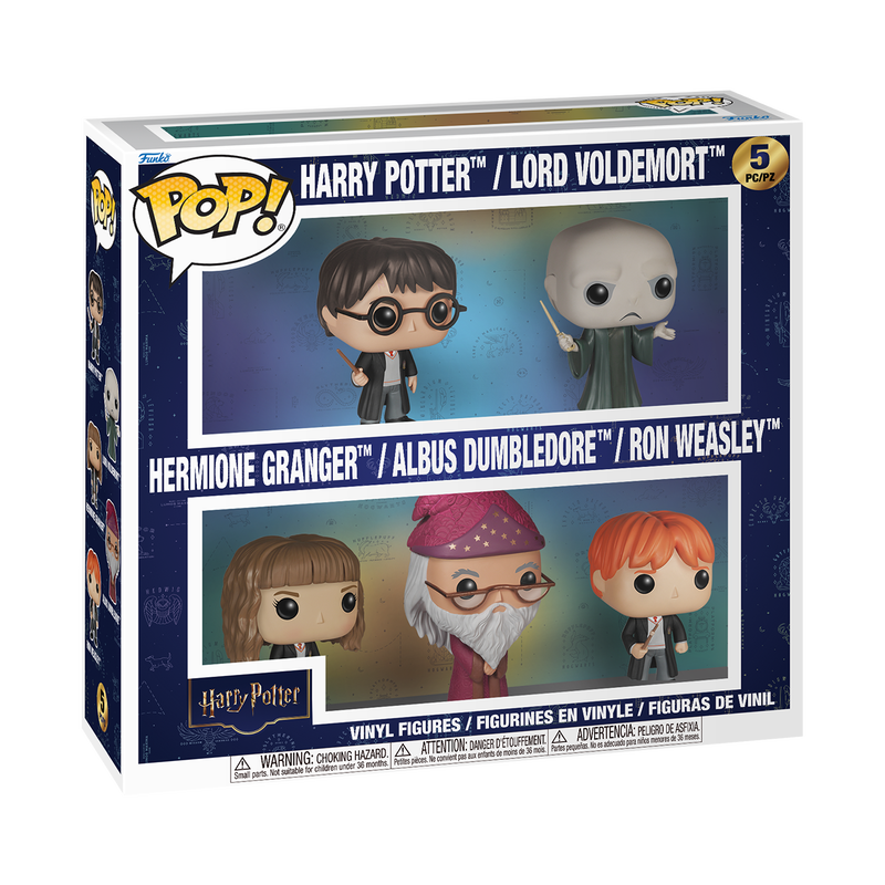 HARRY POTTER - POP FUNKO VINYL FIGURE 5-PACK - HARRY / VOLDEMORT / HERMIONE / DUMBLEDORE / RON 9CM