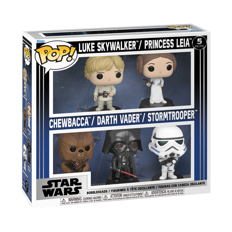 STAR WARS - POP FUNKO VINYL FIGURE 5-PACK - LUKE / LEIA / CHEWBACCA / DARTH VADER / STORMTROOPER 9CM