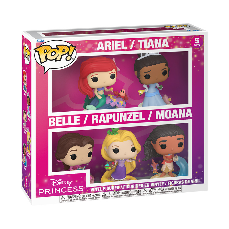 DISNEY PRINCESS - POP FUNKO VINYL FIGURE 5-PACK - ARIEL / TIANA / BELLE / RAPUNZEL / MOANA 9CM