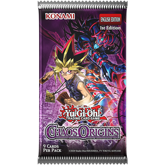 Core Booster: Chaos Origins einzelnes Booster Pack der English Edition mit Konami Logo und 1st Edition Schriftzug