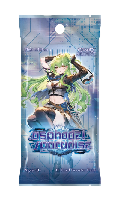 Asphodel | Paradise einzelnes Booster Pack mit grünhaariger Anime-Figur und dem Text First Edition